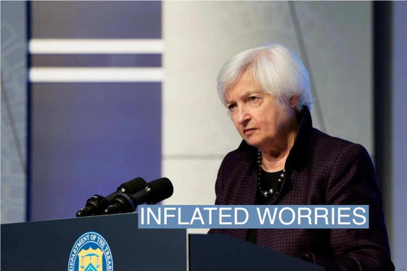U.S. Treasury Secretary Janet Yellen listens to a reporter's question