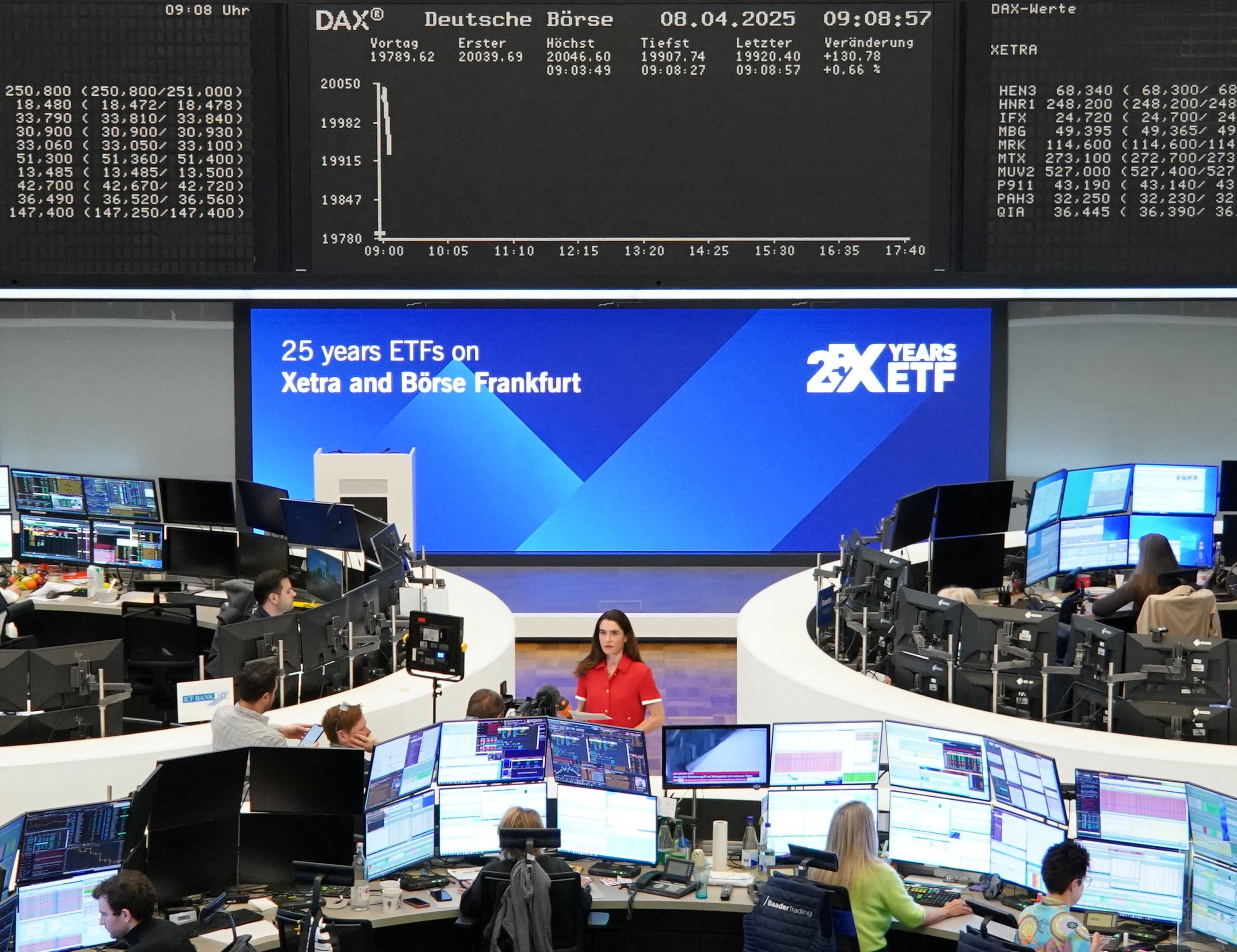 The German share price index DAX graph is pictured at the stock exchange in Frankfurt, Germany.
