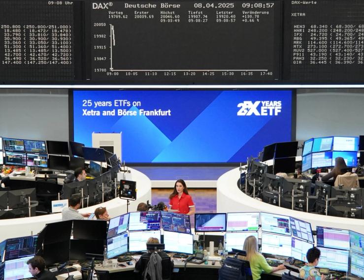 The German share price index DAX graph is pictured at the stock exchange in Frankfurt, Germany.