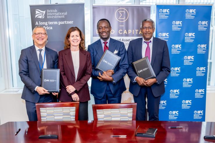 Alain Nkontchou, co-founder of Enko Capital (center right).