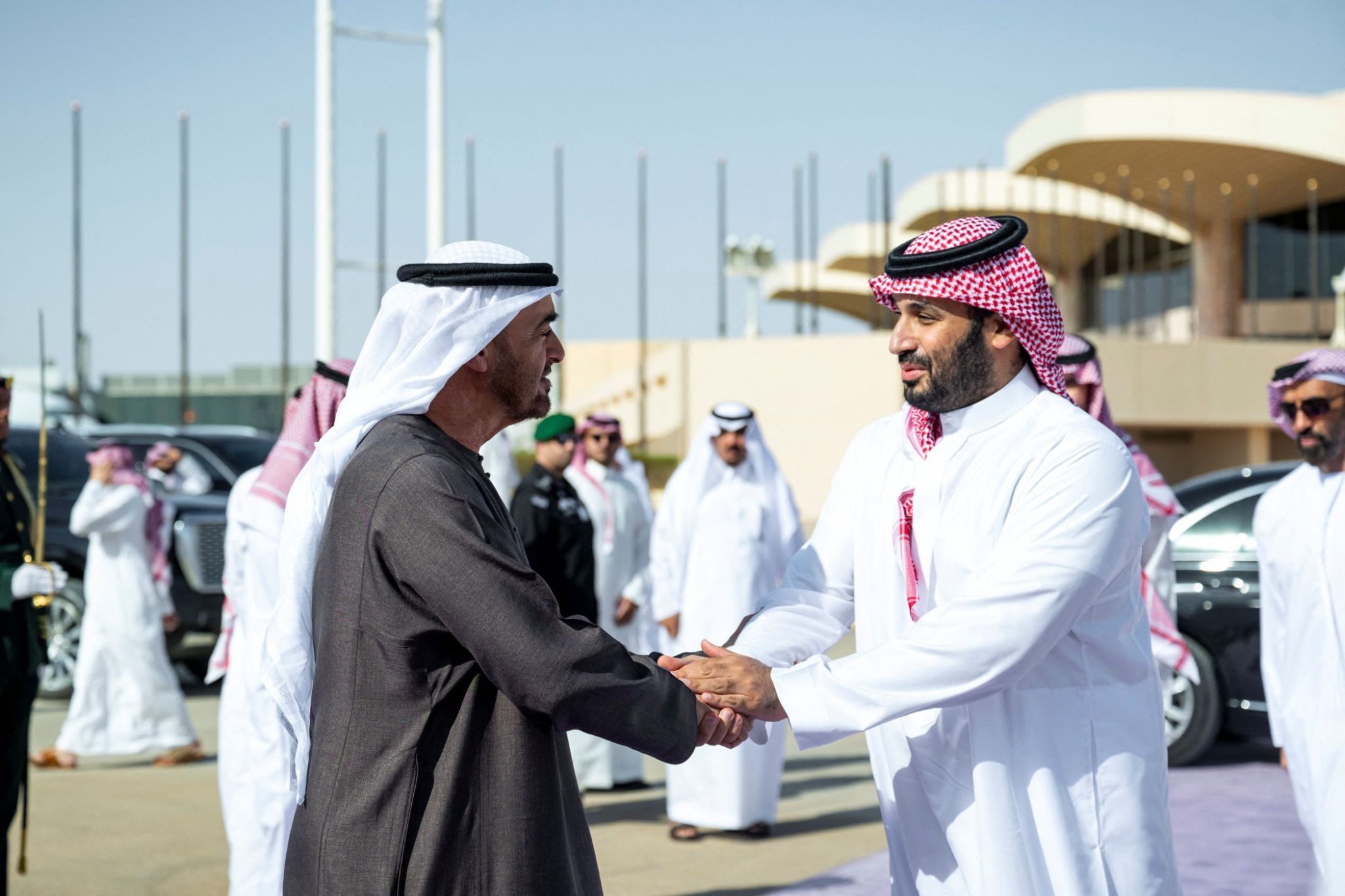 UAE President Sheikh Mohamed bin Zayed meets Saudi Crown Prince Mohammed bin Salman in 2025. 