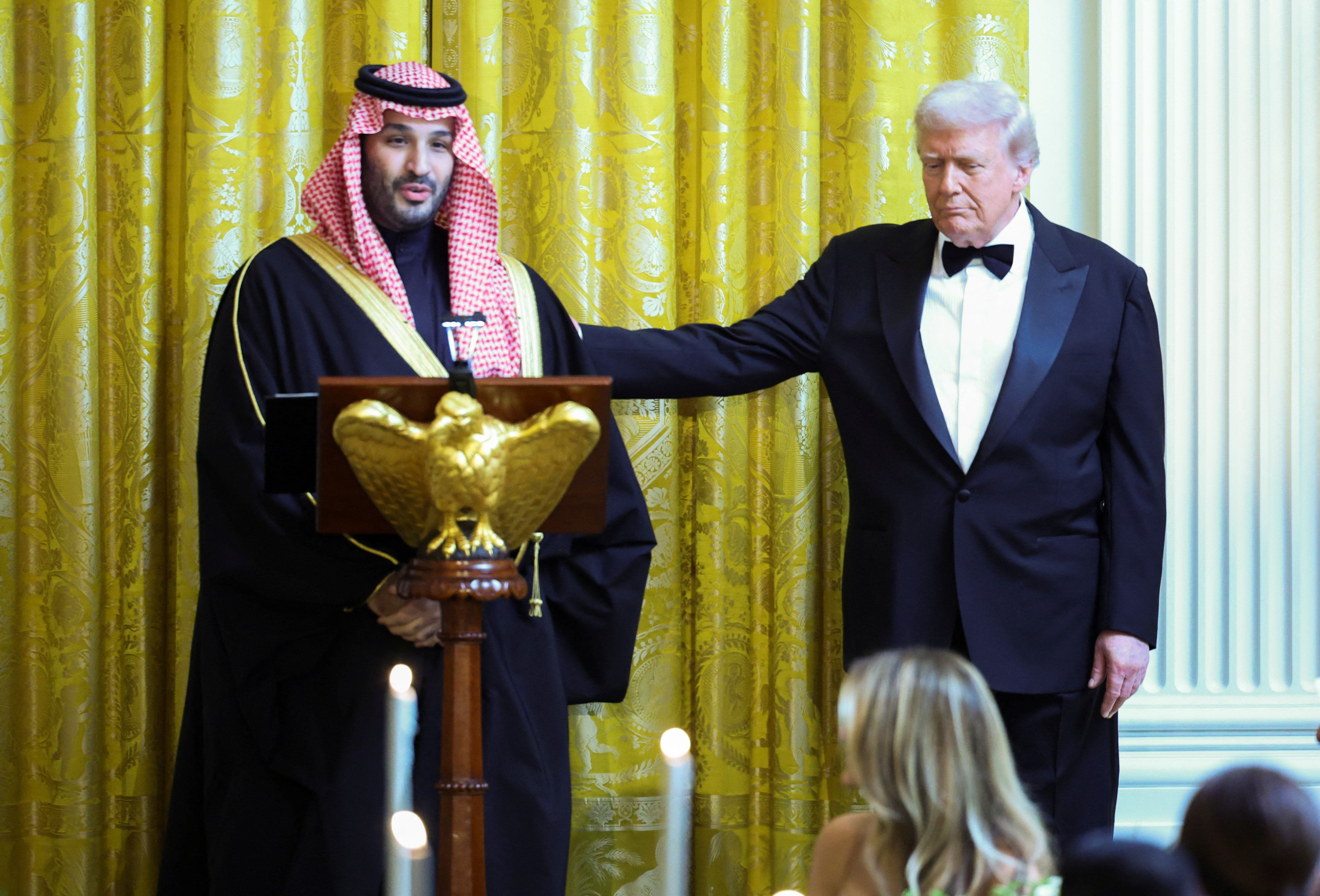 US President Donald Trump greets Saudi Crown Prince and Prime Minister Mohammed bin Salman in 2025.