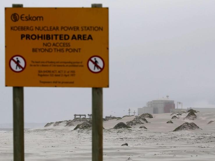 Signs prohibit entry to South Africa’s Koeberg nuclear power plant near Cape Town.