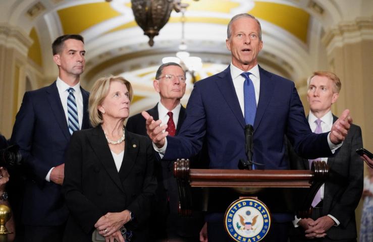 Senate Republican Leader John Thune holds a press conference.