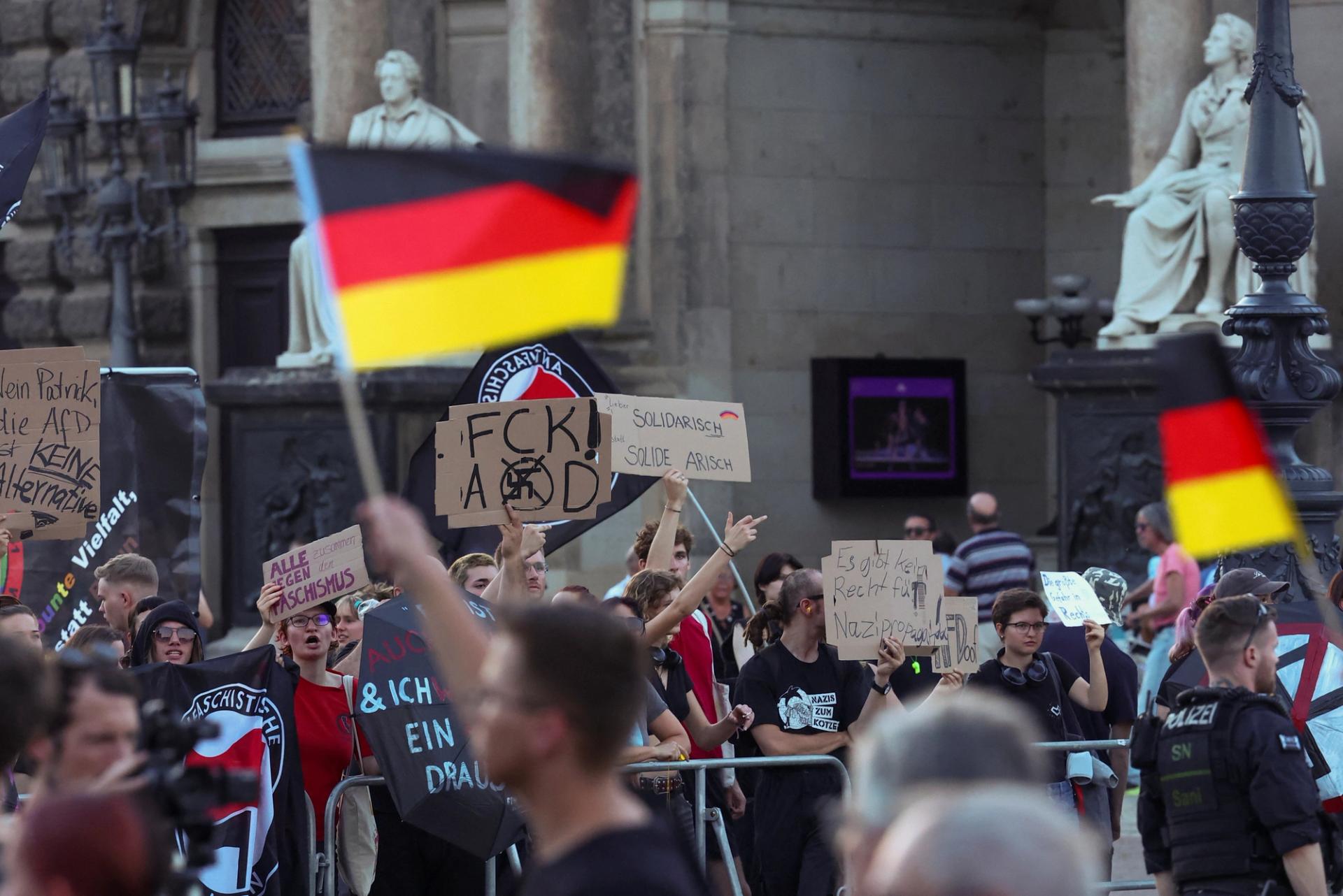 An anti-AfD protest in Dresden.