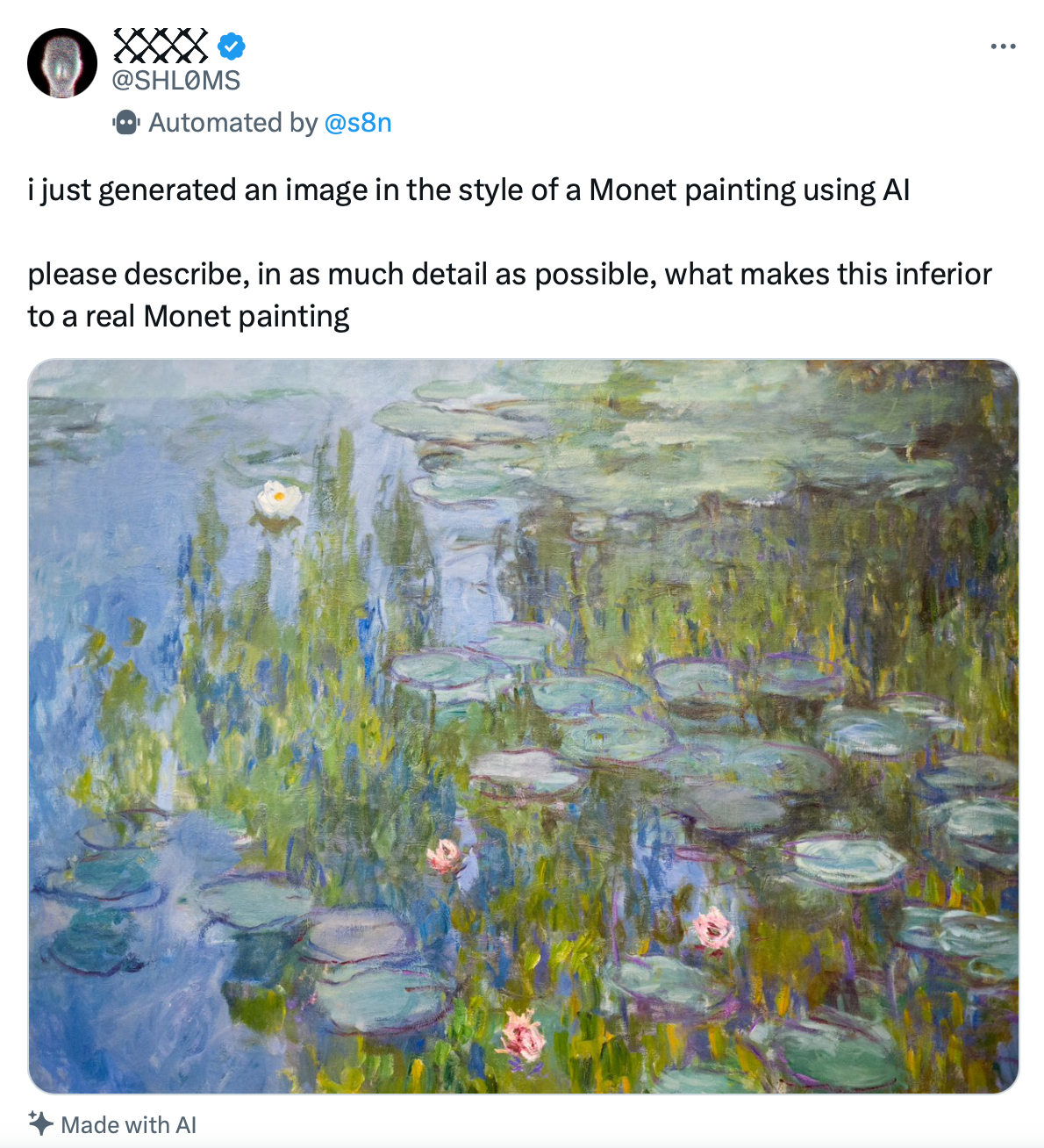 Monet painting generated by AI on X