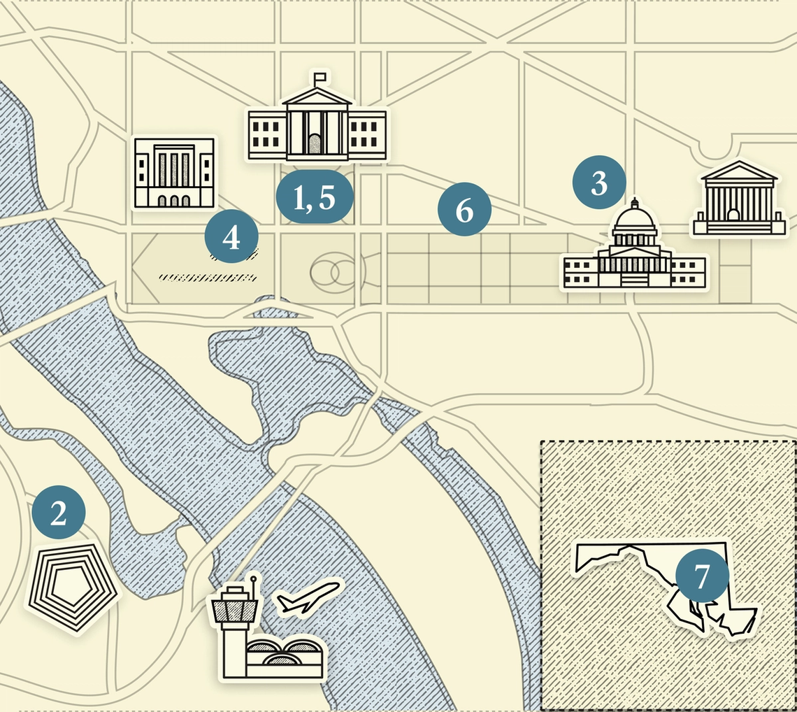 A numbered map of DC.