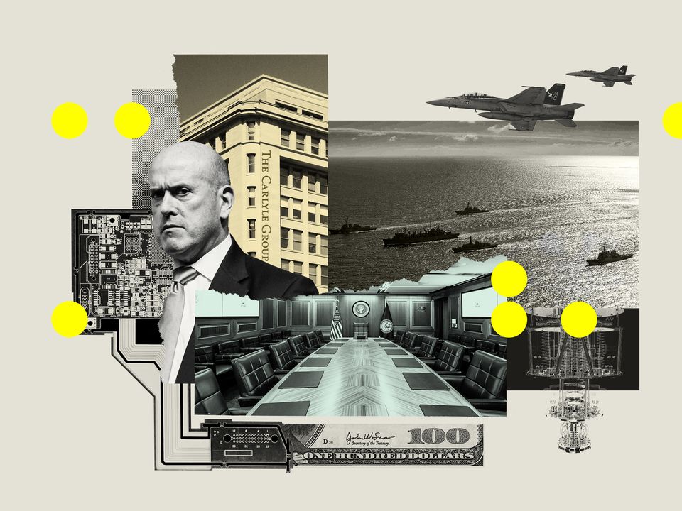 A graphic featuring Carlyle’s office and CEO Howard Schwartz