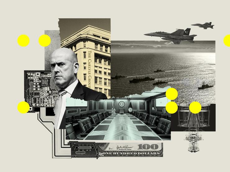 A graphic featuring Carlyle’s office and CEO Howard Schwartz