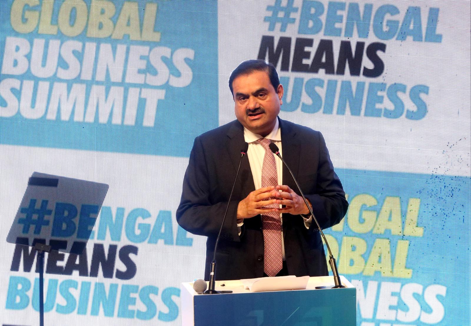 Indian billionaire Gautam Adani addresses delegates during the Bengal Global Business Summit in Kolkata, India April 20, 2022.