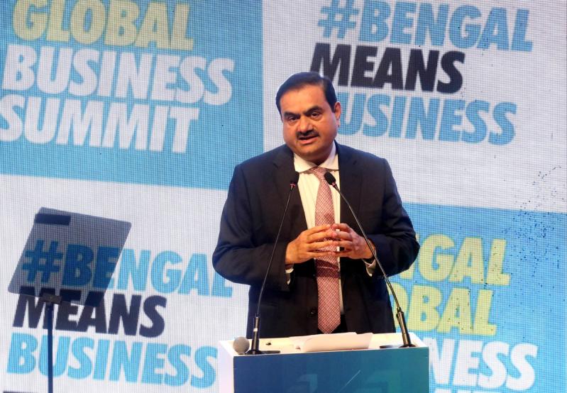 Indian billionaire Gautam Adani addresses delegates during the Bengal Global Business Summit in Kolkata, India April 20, 2022.