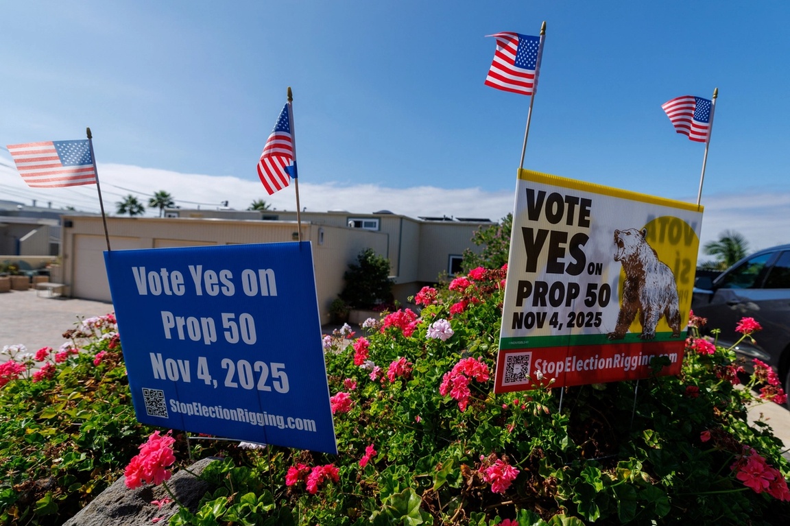 Signs supporting Proposition 50