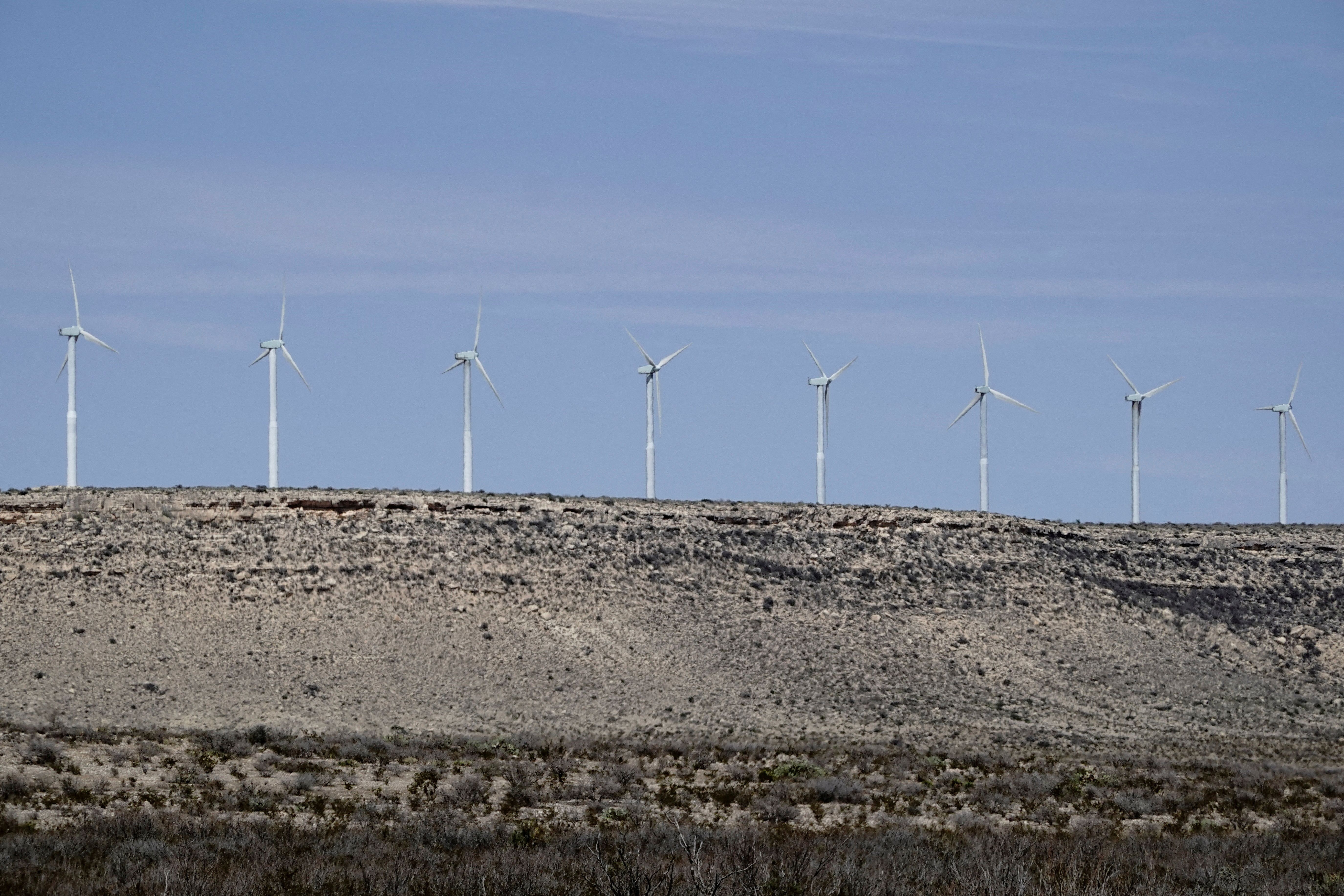 A general view of Vestas V-47 660 kilowatt wind turbines, part of the Indian Mesa Wind Farm owned by NextEra Energy Resources
