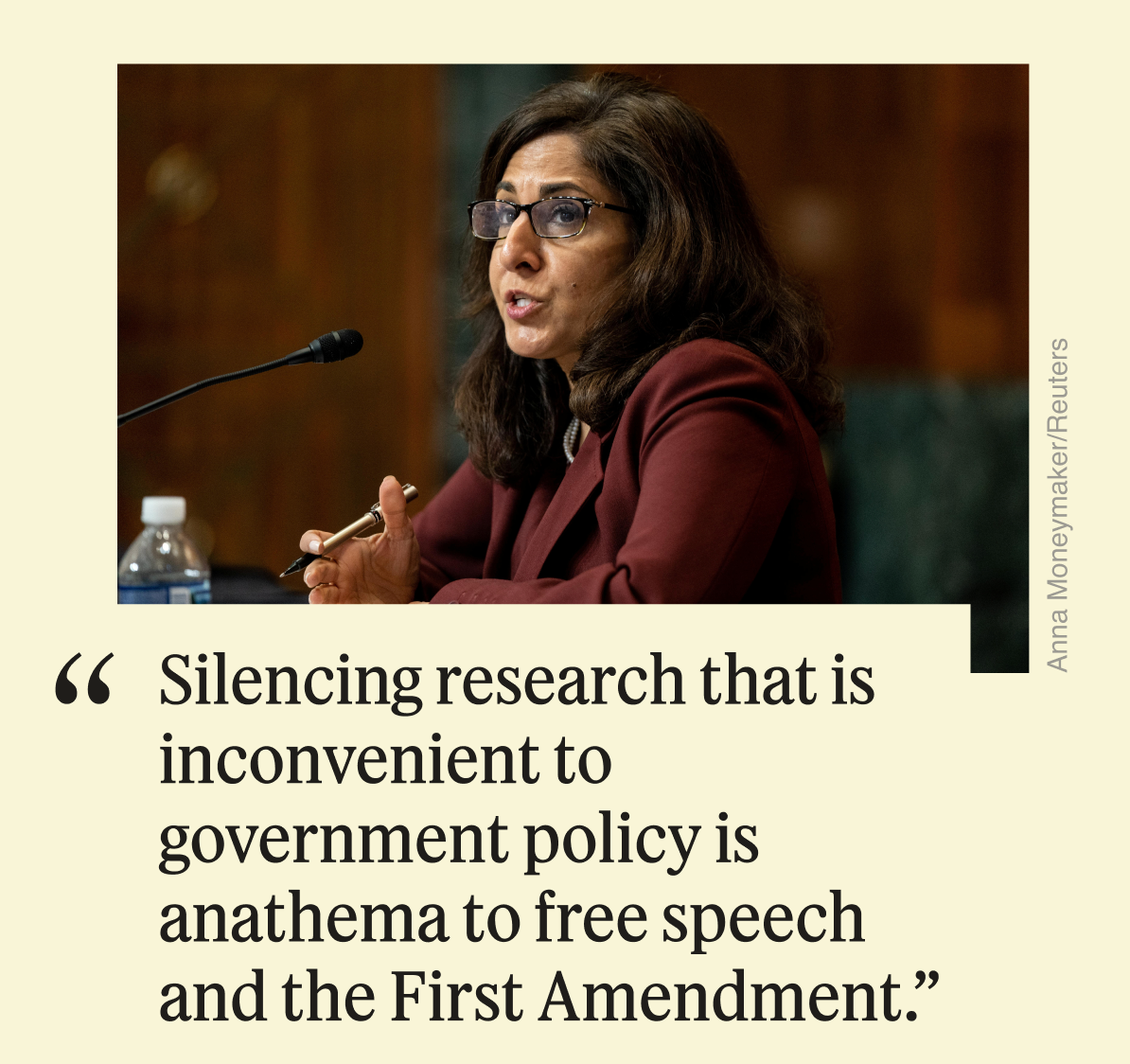 “Silencing research that is inconvenient to government policy is anathema to free speech and the First Amendment.”