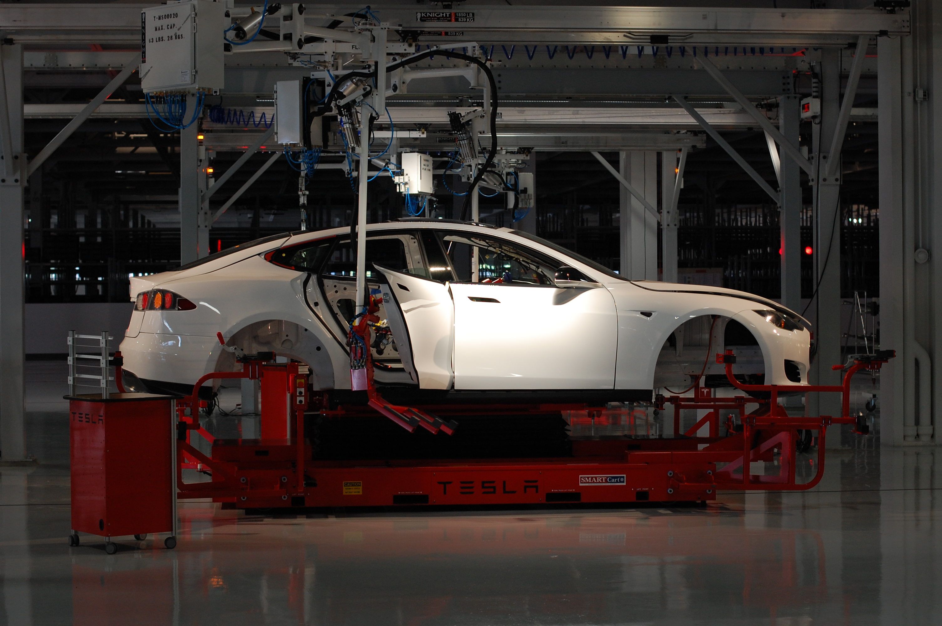 A photo of the Tesla factory in Fremont, California.