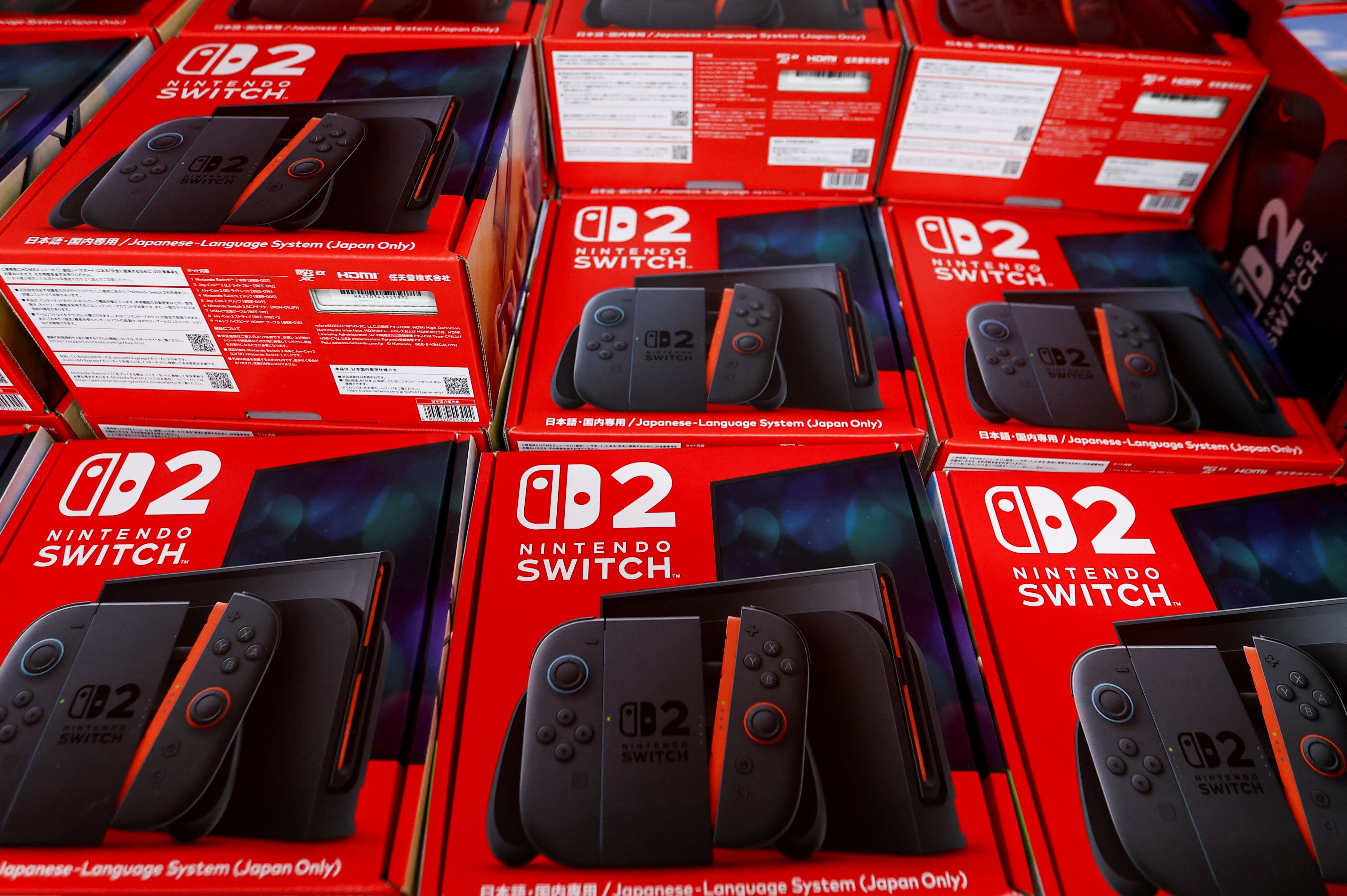 Nintendo Switch 2 gaming devices at an electronics store in Tokyo
