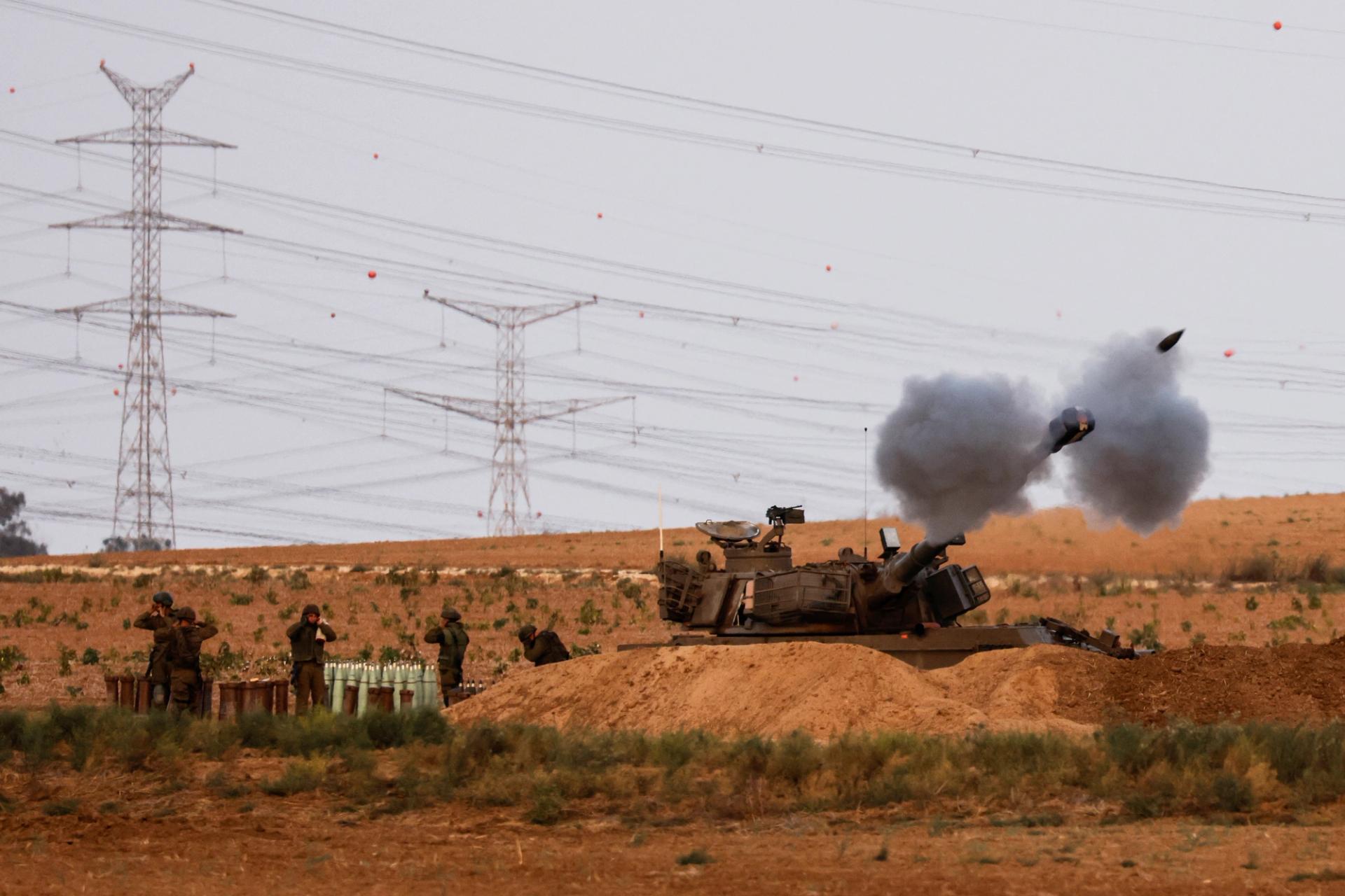 Artillery on the Israeli side of its border with the Gaza Strip