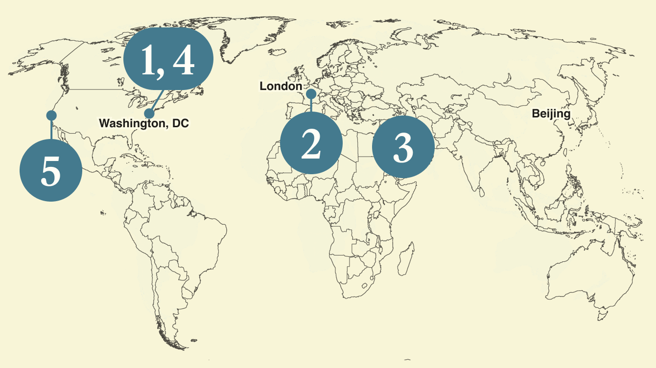 A map of the world.