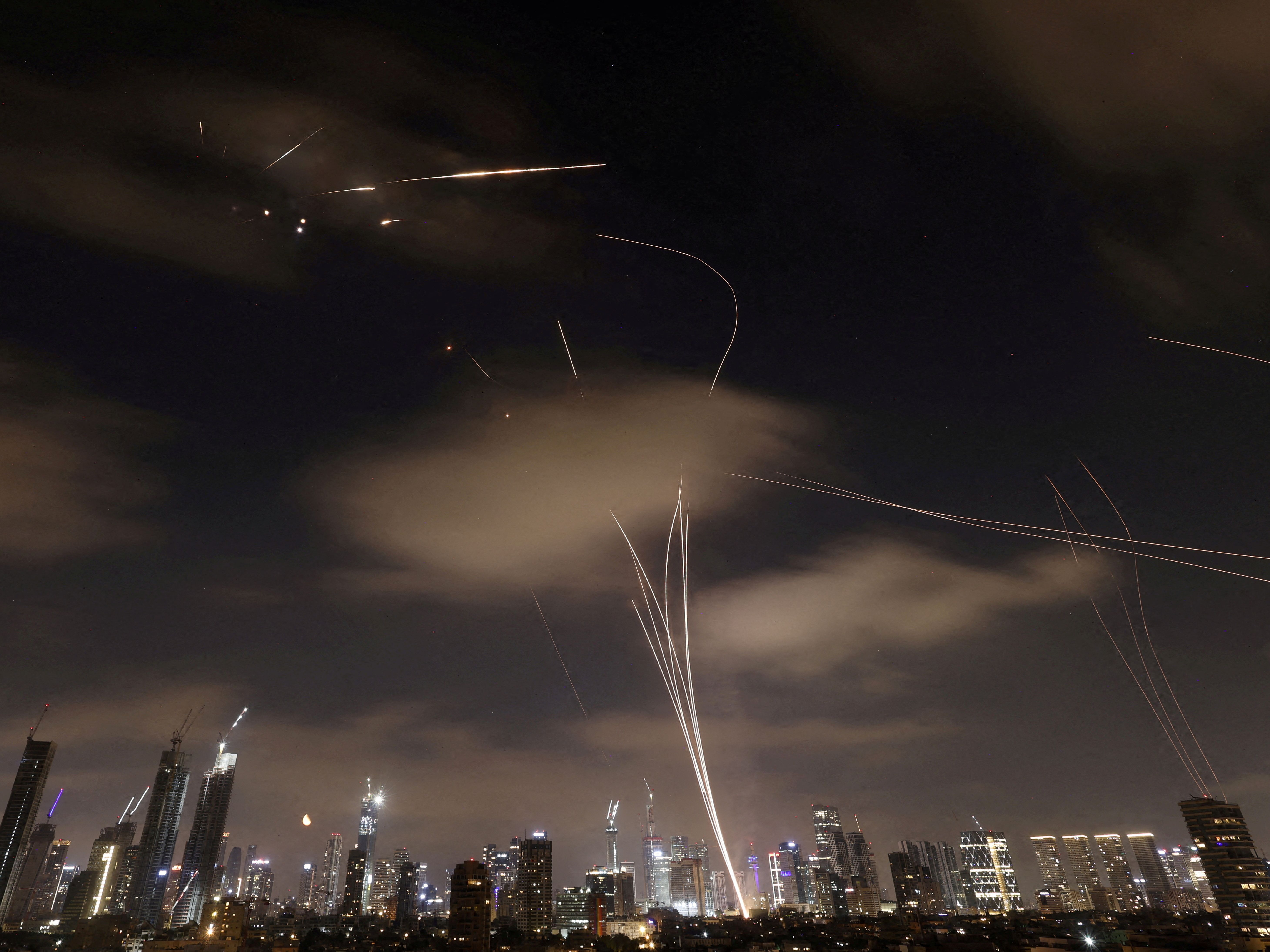 Iranian missiles are intercepted above Tel Aviv