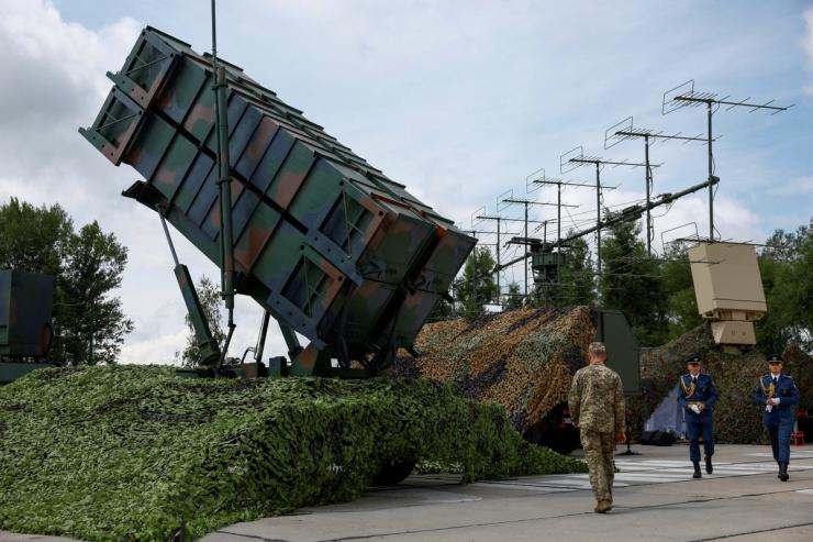 A Patriot missile defense system in Ukraine