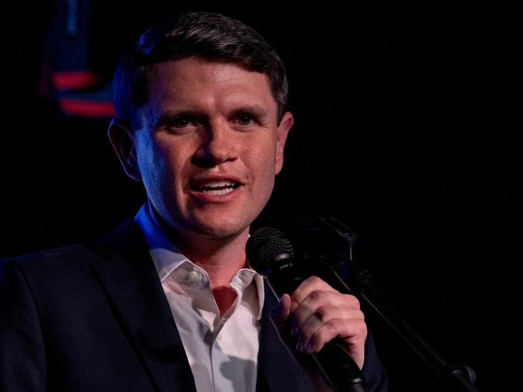 Democratic Senate candidate James Talarico speaks during a rally in San Antonio, Texas, U.S., May 29, 2026.