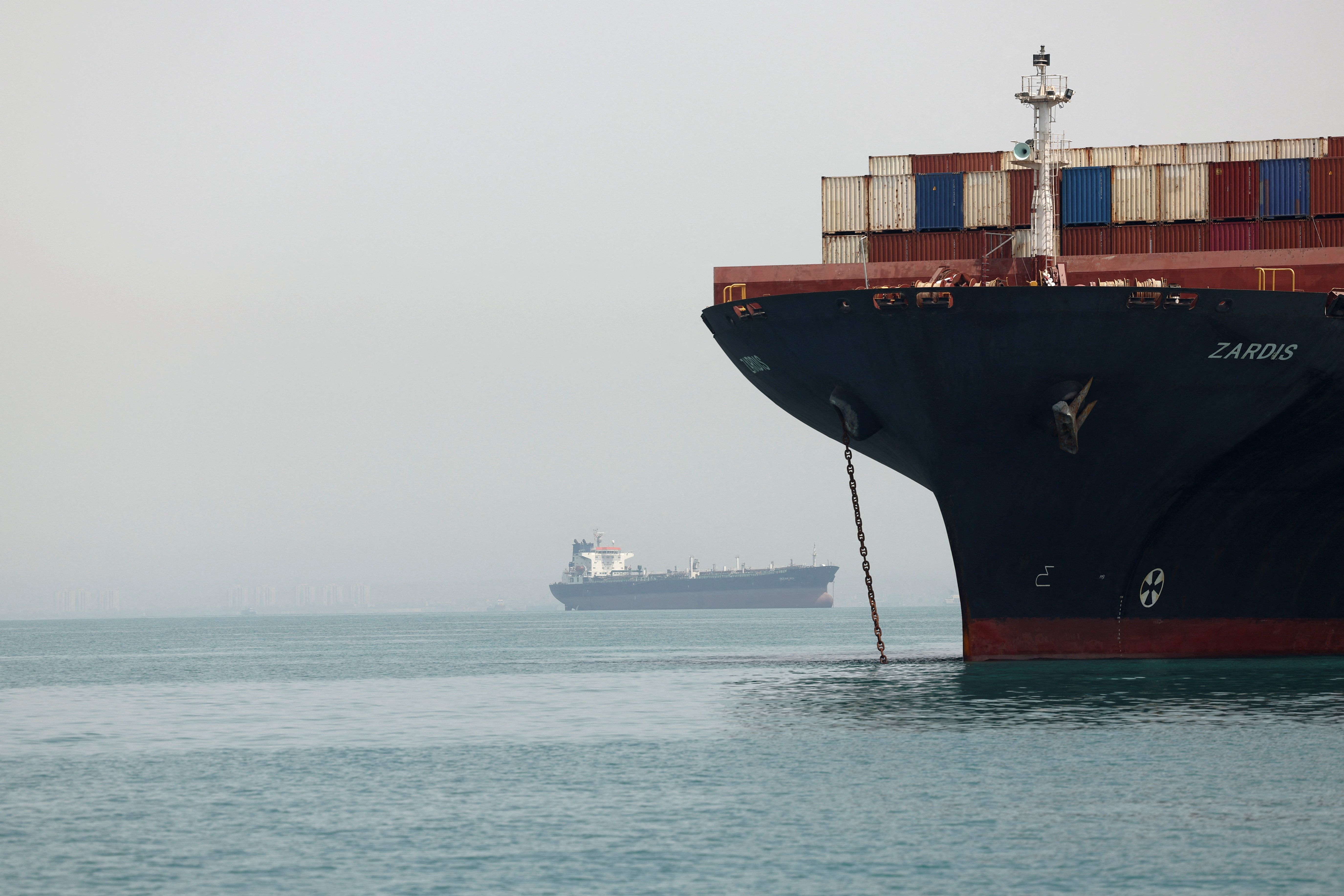 Cargo ships in Strait of Hormuz