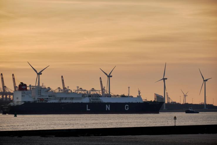 A ship carrying liquefied natural gas