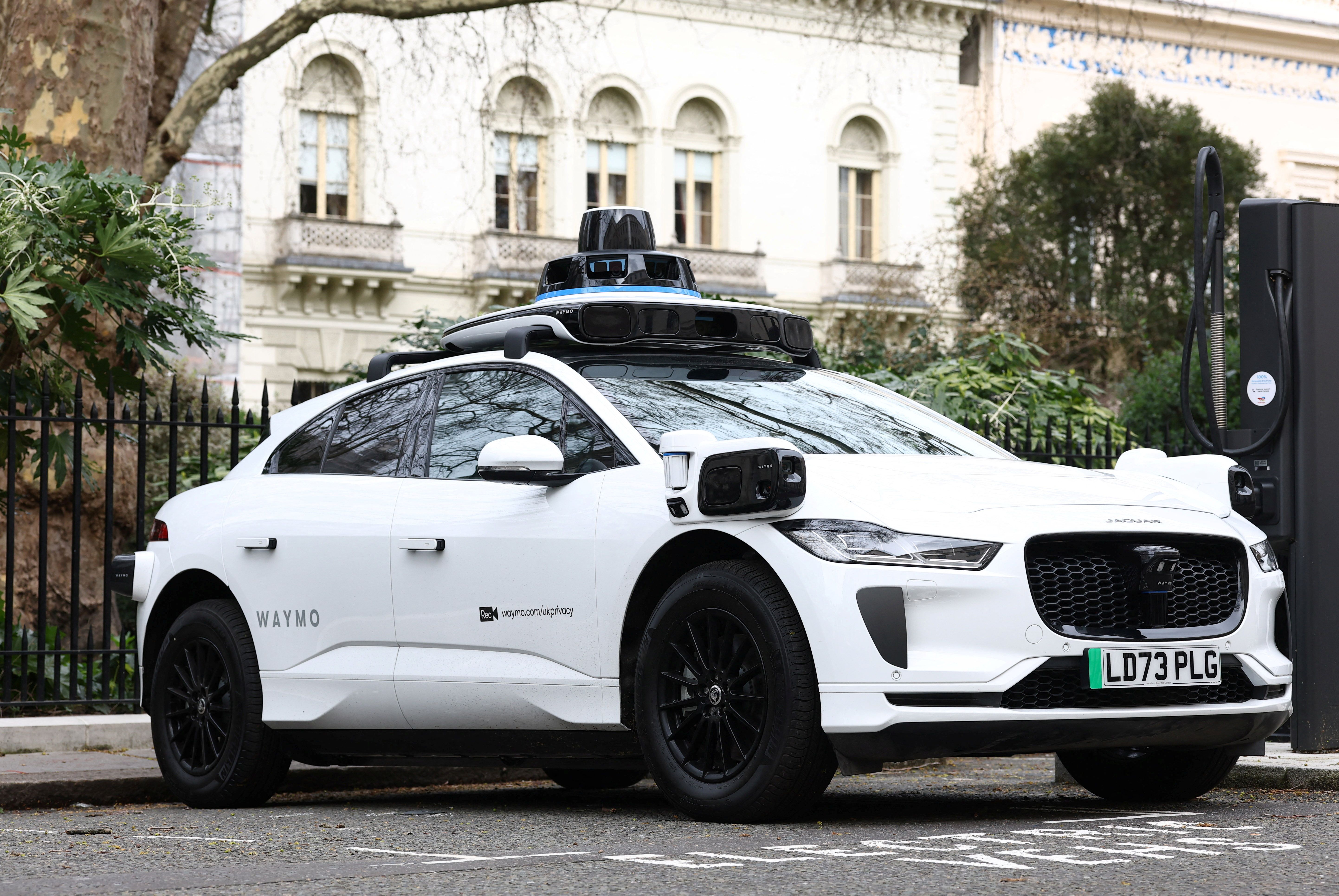 A Waymo robotaxi in London.