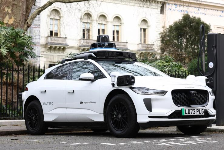 A Waymo robotaxi in London.