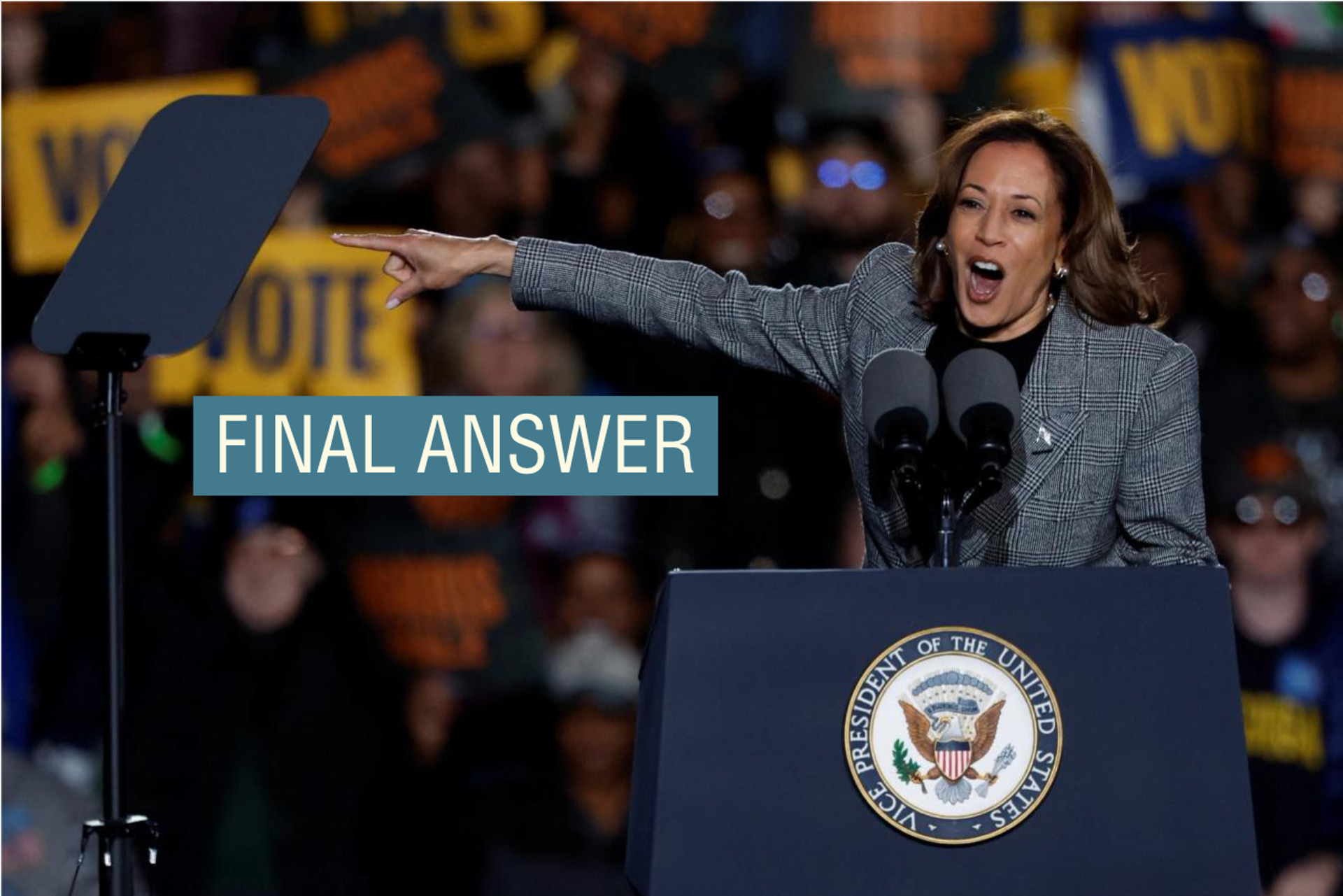 Democratic presidential nominee US Vice President Kamala Harris campaigns in Ann Arbor