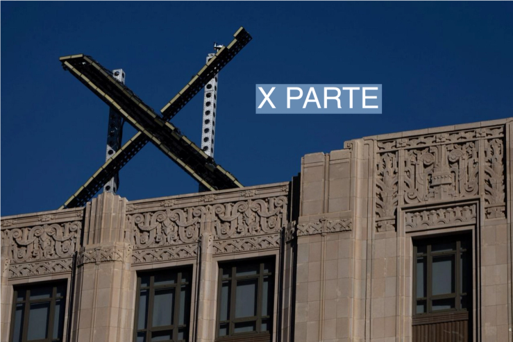 ‘X’ logo is seen on the top of the headquarters of the platform X, formerly known as Twitter.