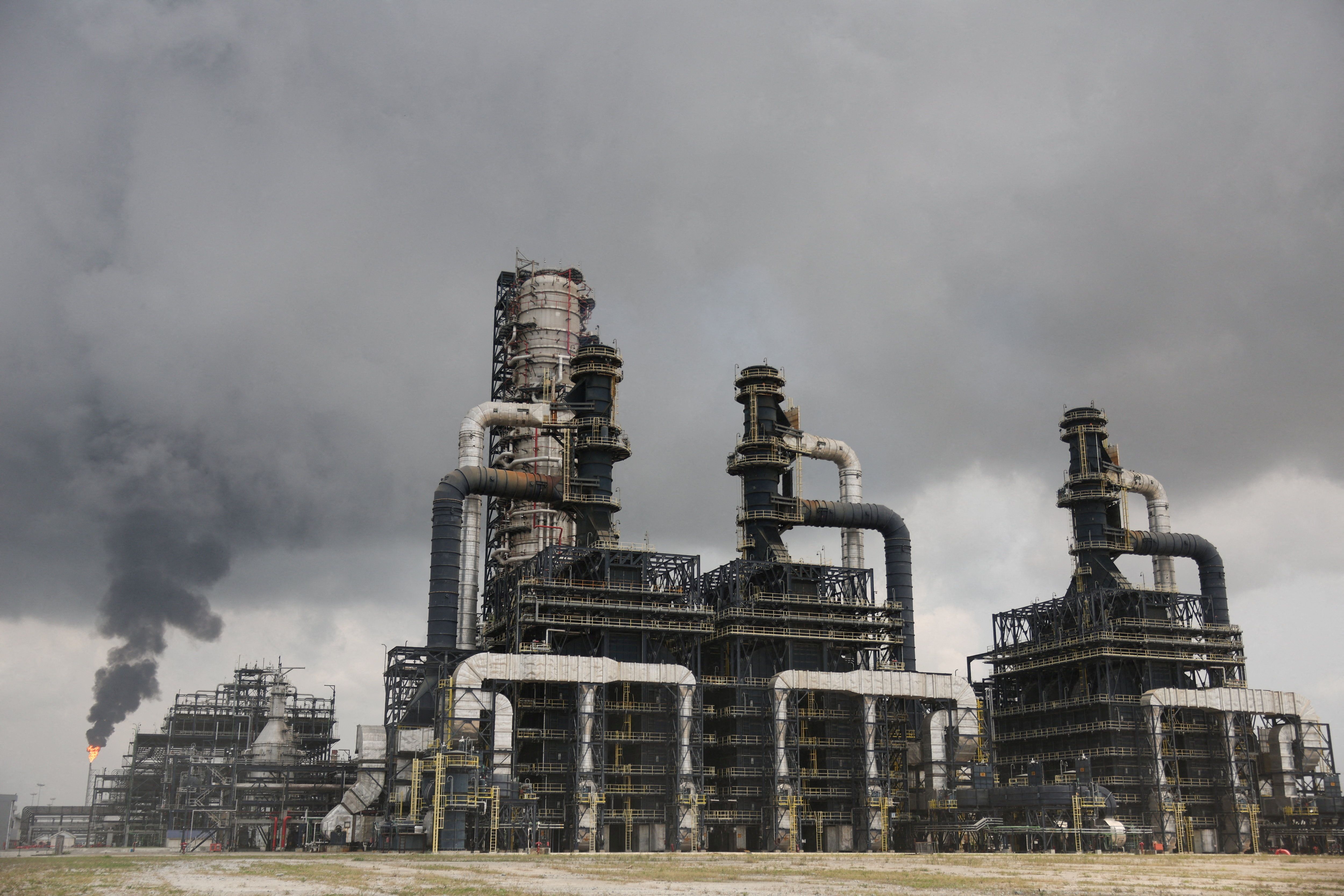 A gas flare at the Dangote Industries oil refinery