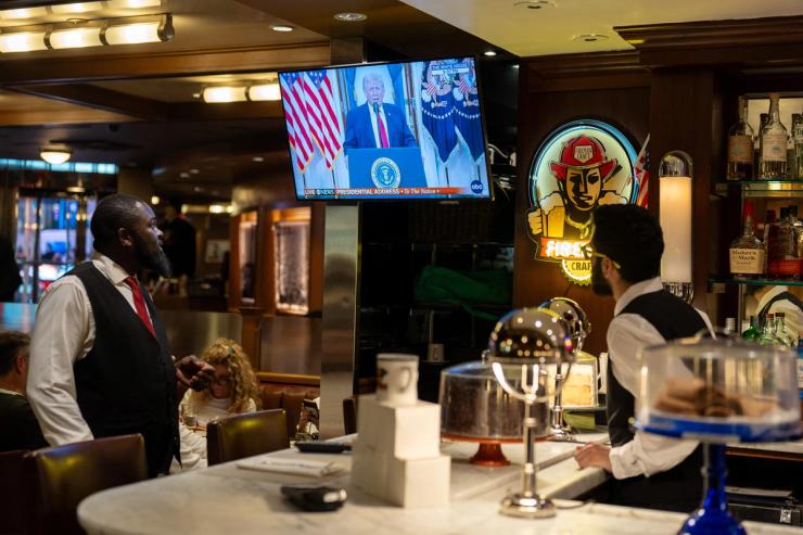 Trump giving his address.