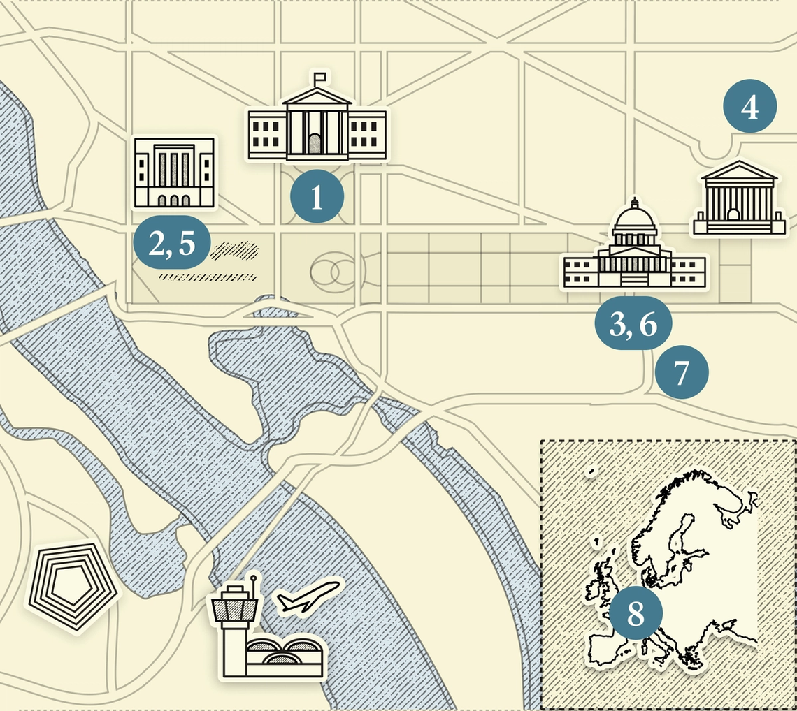 A numbered map of DC.