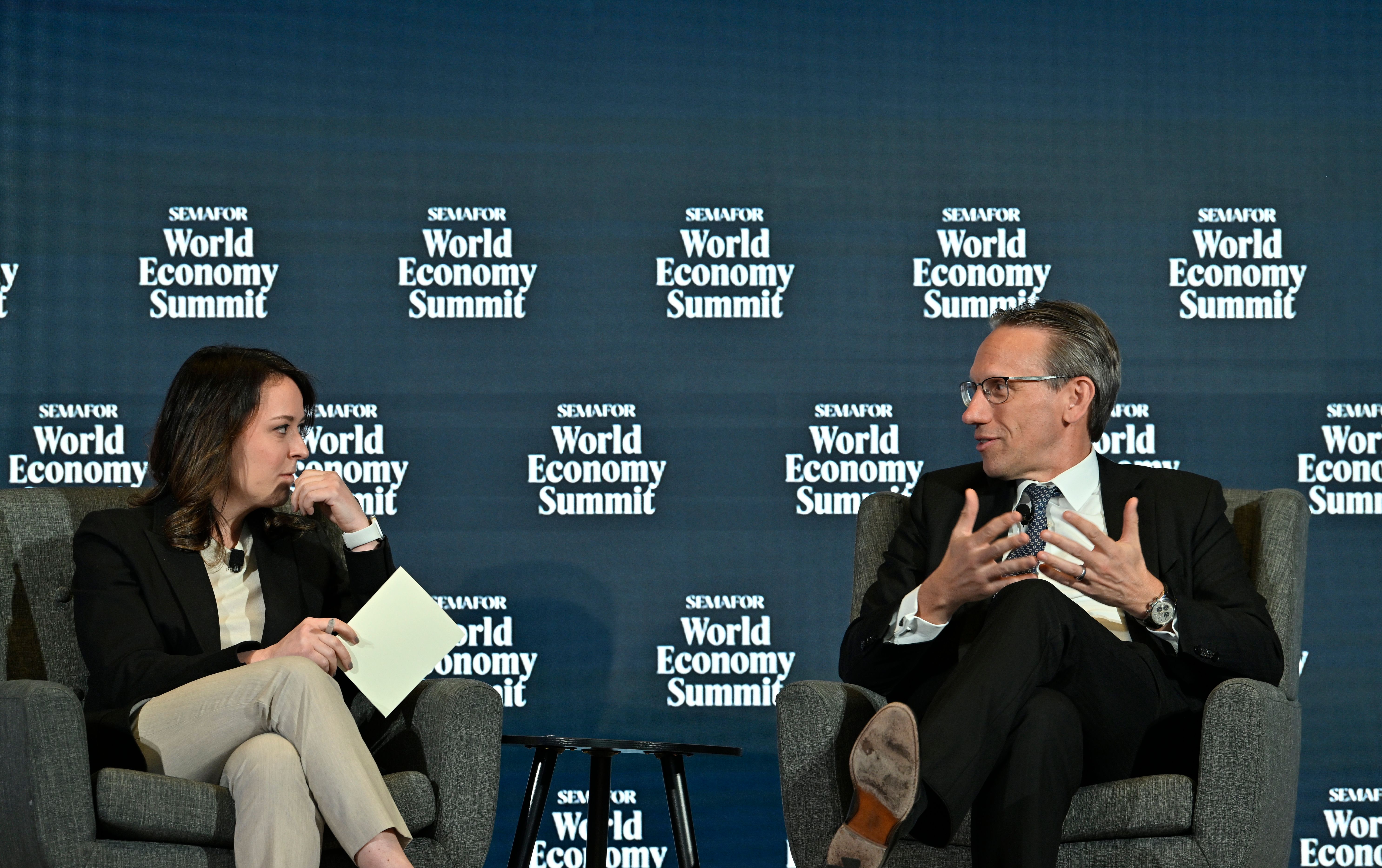Liz Hoffman, Business and Finance editor, Semafor and Jörg Kukies, Federal Minister of Finance, Germany.