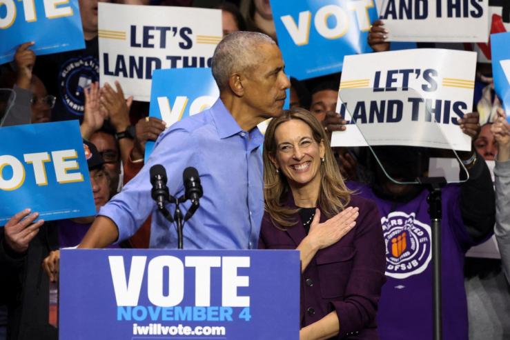 Former President Barack Obama and Democratic gubernatorial nominee Rep. Mikie Sherrill