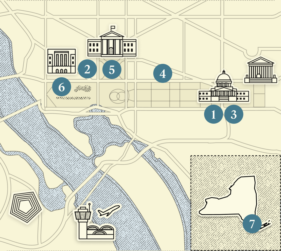 A numberd map of DC.