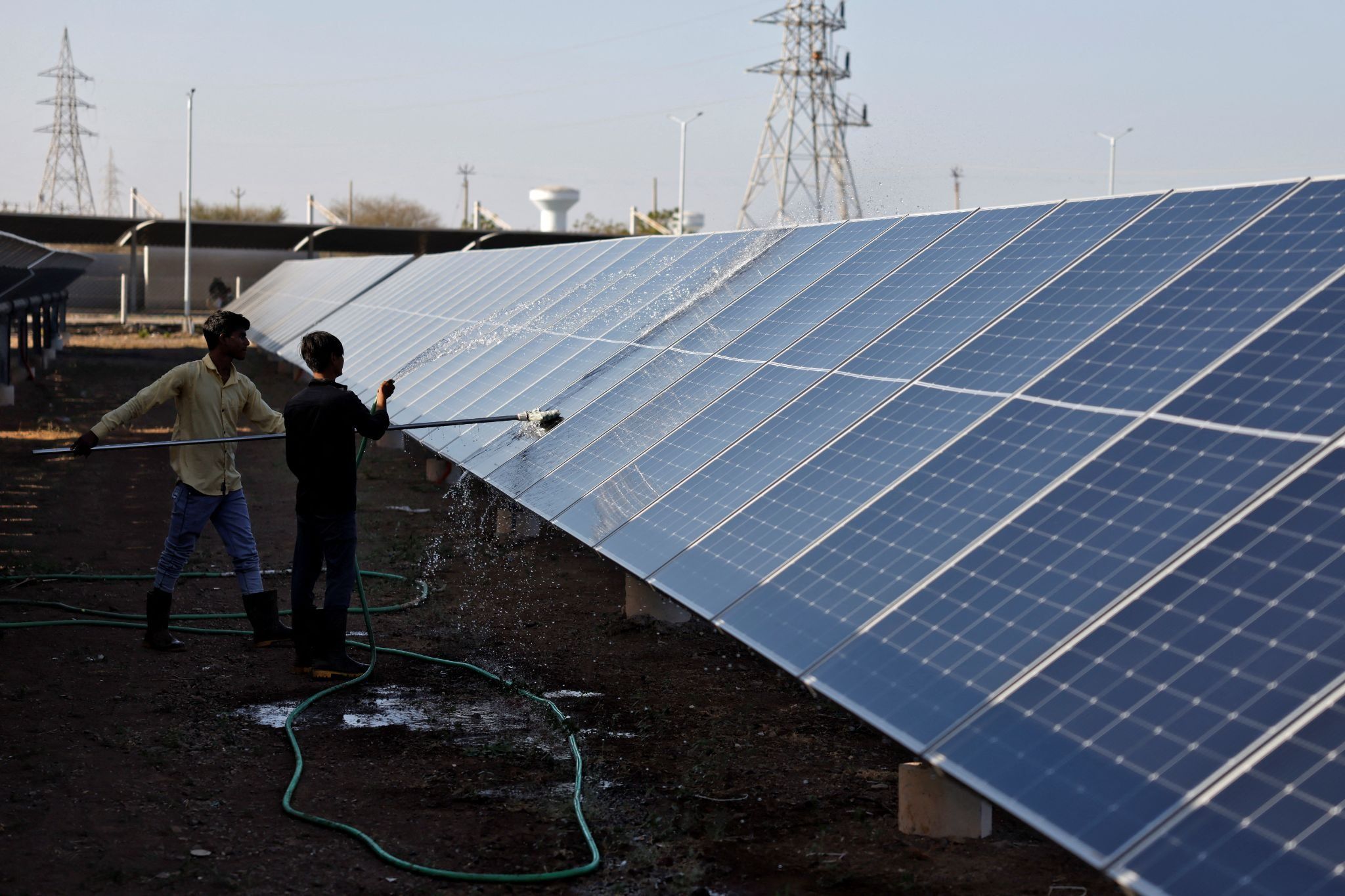 A solar panel array in India. 
