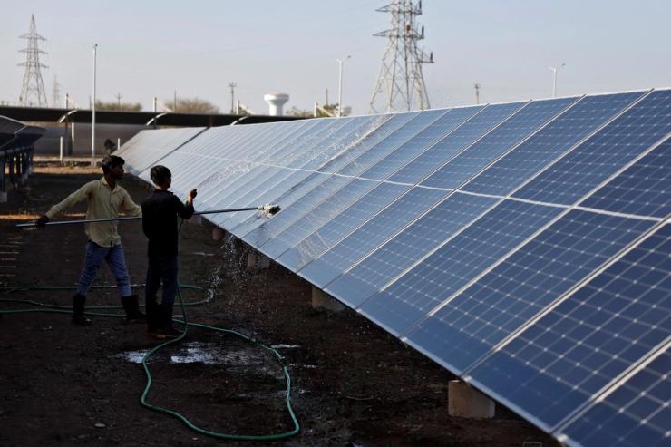 A solar panel array in India.