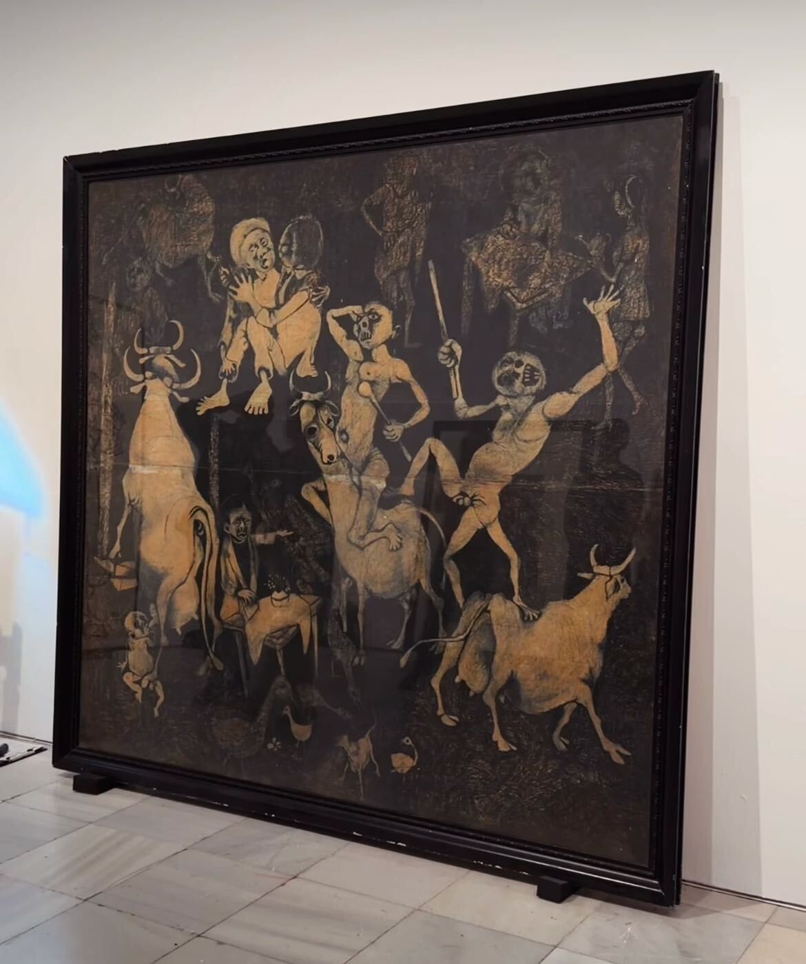 African Guernica by Dumile Feni, just before it was installed at the Reina Sofía.