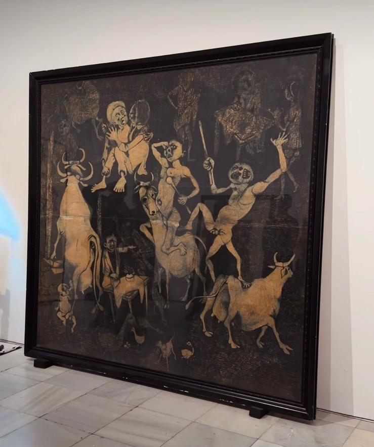 African Guernica by Dumile Feni, just before it was installed at the Reina Sofía.
