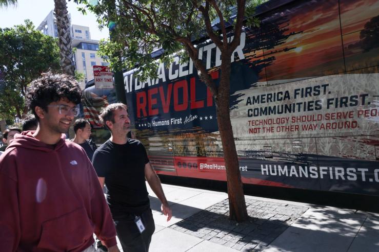 The “Data Center Revolt” bus