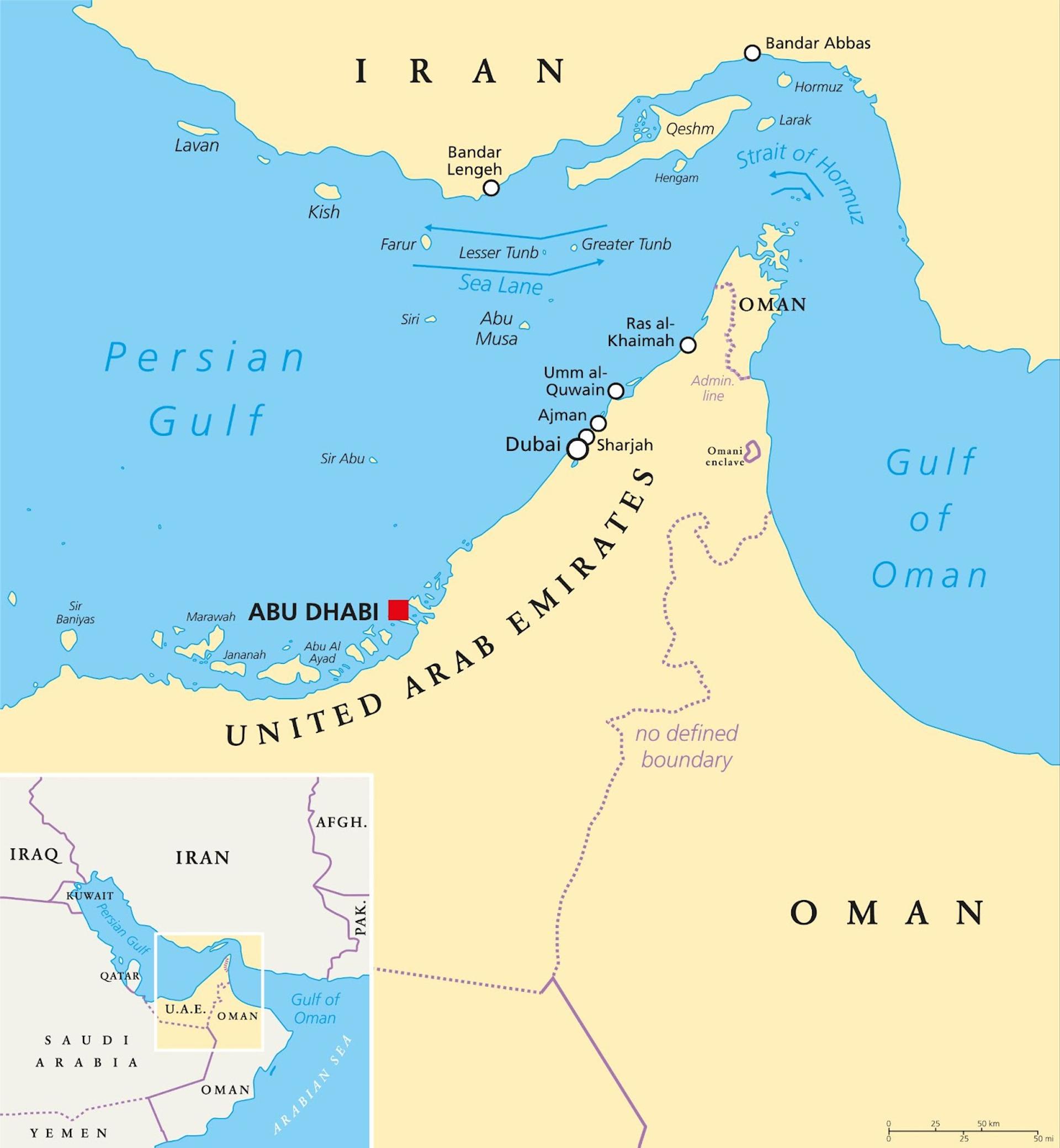 Map of the Strait of Hormuz