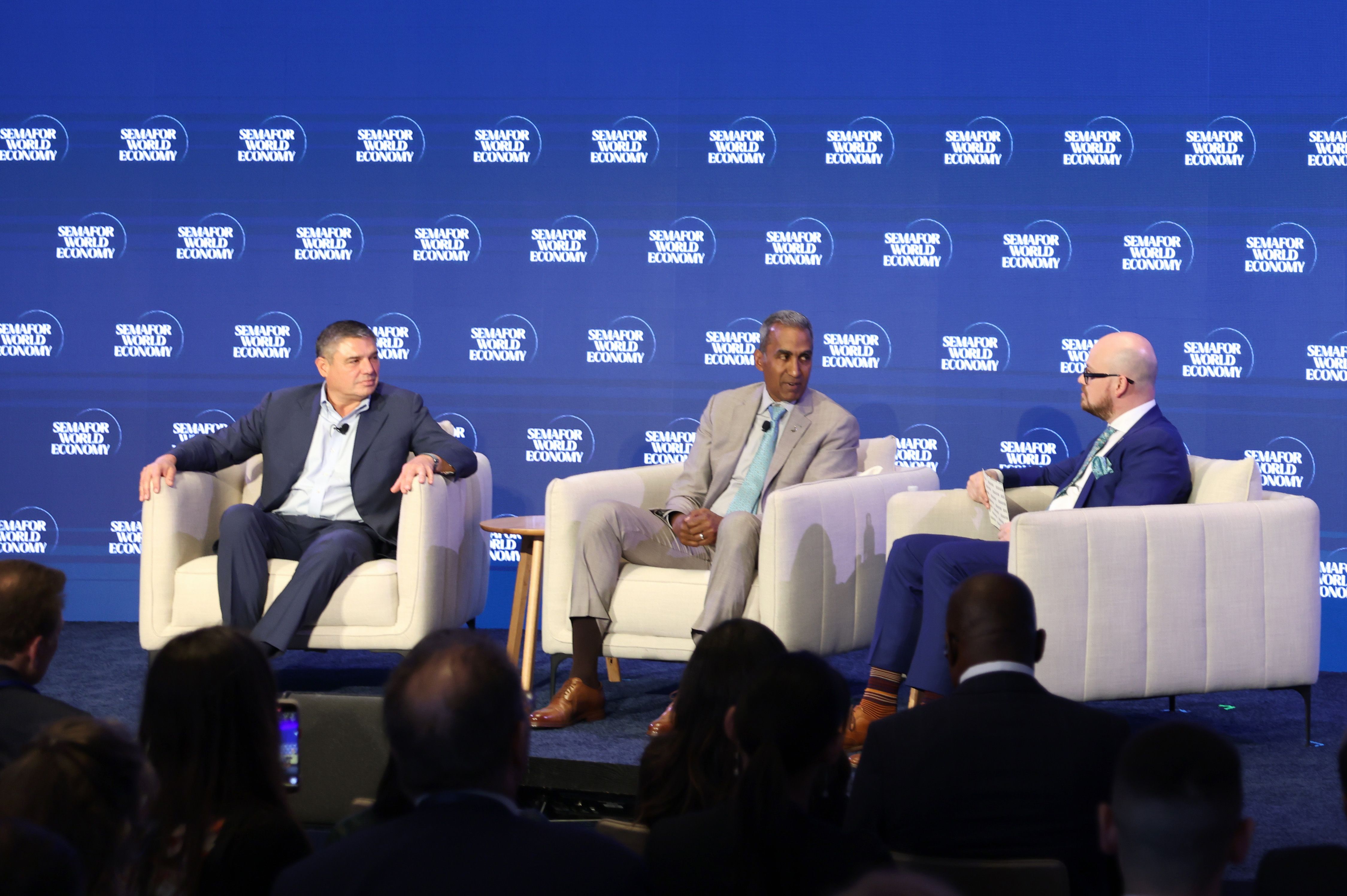 Baker Hughes CEO Lorenzo Simonelli and Jacobs CEO Bob Pragada at Semafor World Economy 2026 