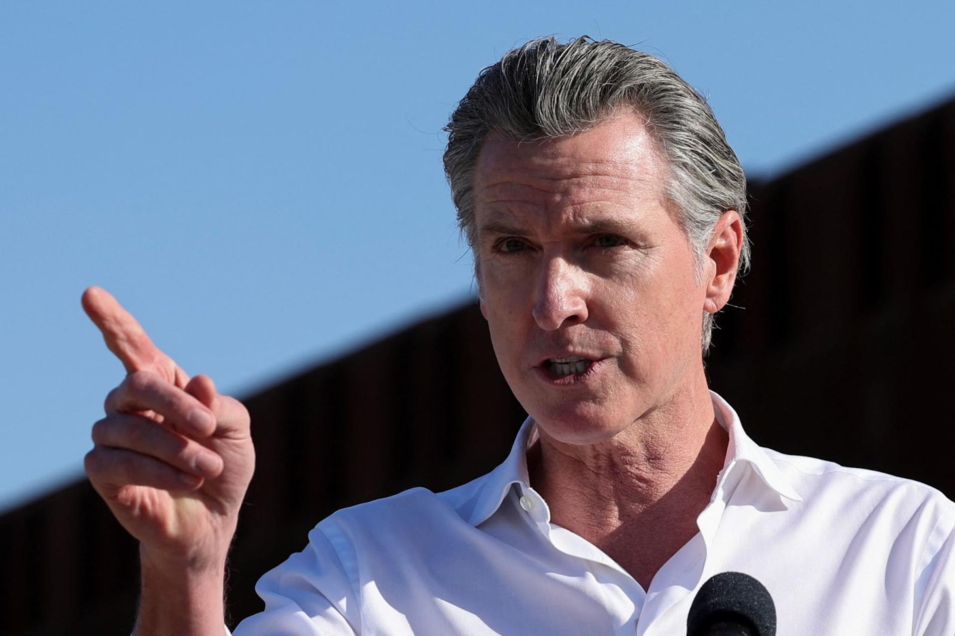 California Governor Gavin Newsom speaking in San Diego.