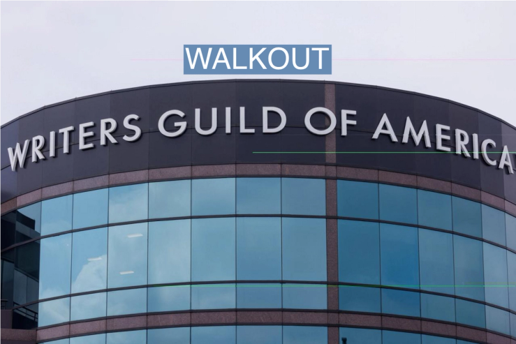 The Writers Guild of America West offices are seen in Los Angeles as Hollywood film and TV writers, who voted overwhelmingly in favour of giving union negotiators the power to call a strike if contract talks with studios break down, can order a work stoppage after May 1, in Los Angeles, California, U.S., April 25, 2023. REUTERS/Mike Blake