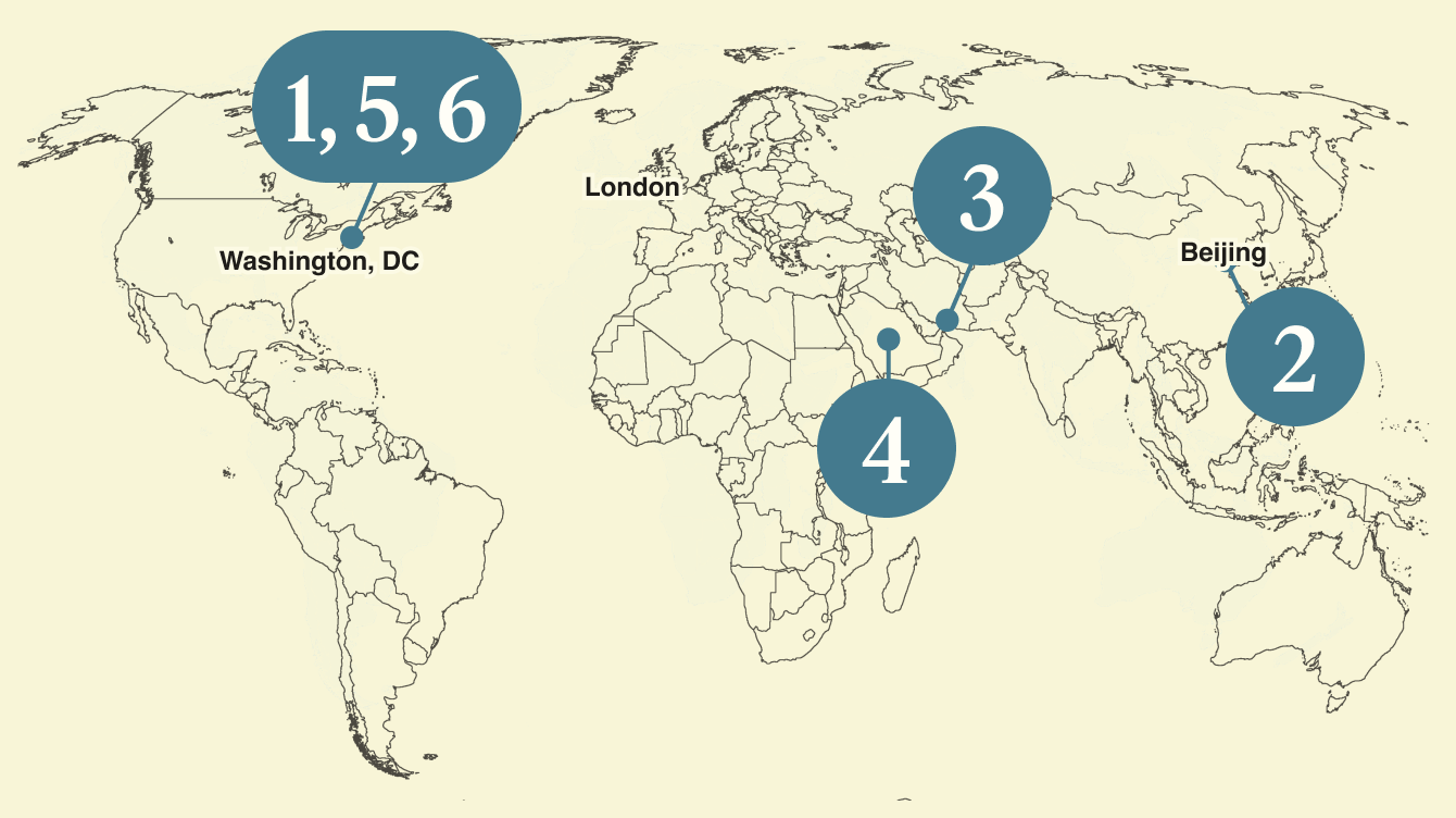 A map of the world.