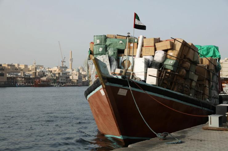 A dhow ship in Dubai, United Arab Emirates.