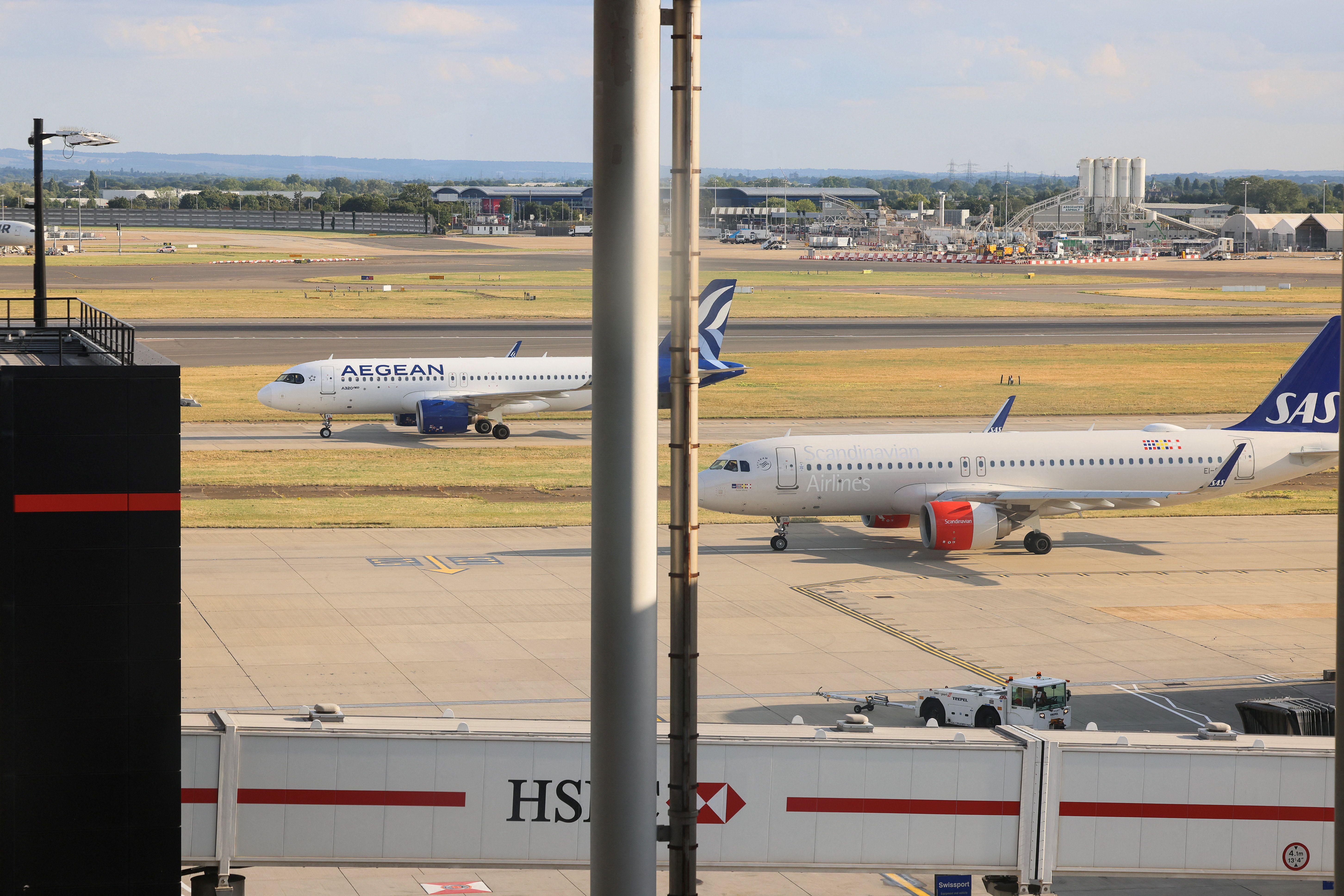 A plane prepares ahead of taking-off.