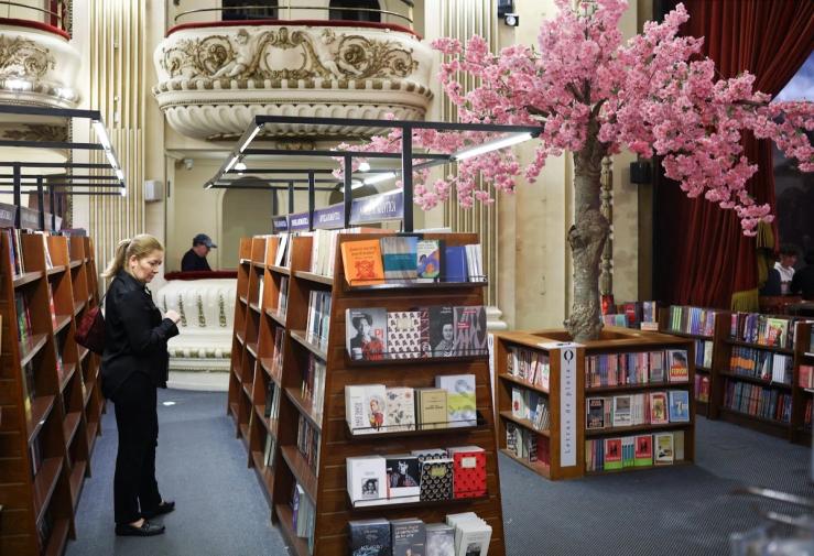 A woman at a bookshop in Buenos Aires.